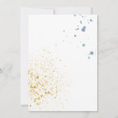 Wedding Modern Blue and Gold Waterverf Splash Kaart (Achterkant)