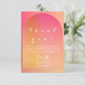 Wedding Modern Boho Arch Sunset Ombre Bedankkaart (Staand voorkant)