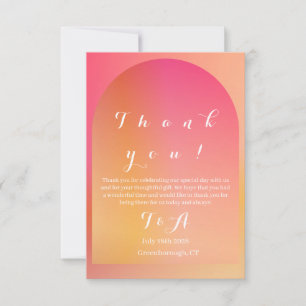 Wedding Modern Boho Arch Sunset Ombre Bedankkaart