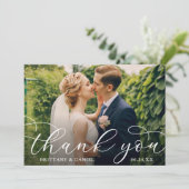 Wedding Modern Calligrafie Couple Foto Bedankkaart (Staand voorkant)