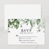Wedding Modern Elegant Botanical Ivy Greenery RSVP Kaartje (Voorkant / Achterkant)