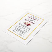 Wedding Modern Elegant Floral Burgundy Gold Folie Uitnodiging (Gedraaid)