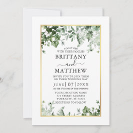 Wedding Modern Elegant Ivy Sage Greenery Gold Kaart