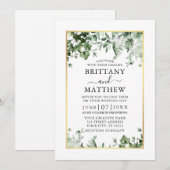 Wedding Modern Elegant Ivy Sage Greenery Gold Kaart (Voorkant / Achterkant)
