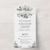 Wedding Modern Elegant Waterverf Greenery All In One Uitnodiging (Binnen)
