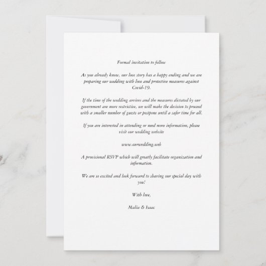 Wedding Modern Fancy Minimalist Photo Couple (Achterkant)