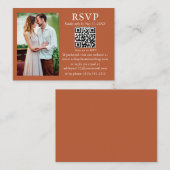 Wedding Modern Minimalist Foto Terracotta QR RSVP Informatiekaartje (Voorkant / Achterkant)