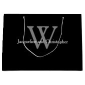 Wedding Modern Monogram en Namen Chic Black Groot Cadeauzakje (Voorkant)