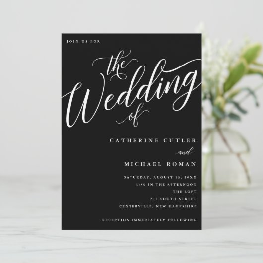 Wedding, modern Vlaams Manuscript Kaart (Staand voorkant)