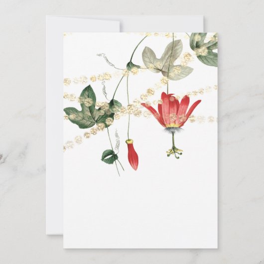 Wedding Modern White Floral Ivy Gold Kaart (Achterkant)