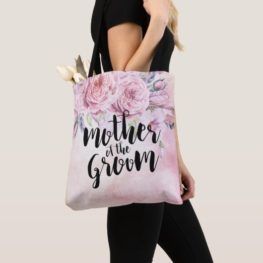 Wedding Moeder van de Waterverf van Groom Boho Flo Tote Bag (Dichtbij)