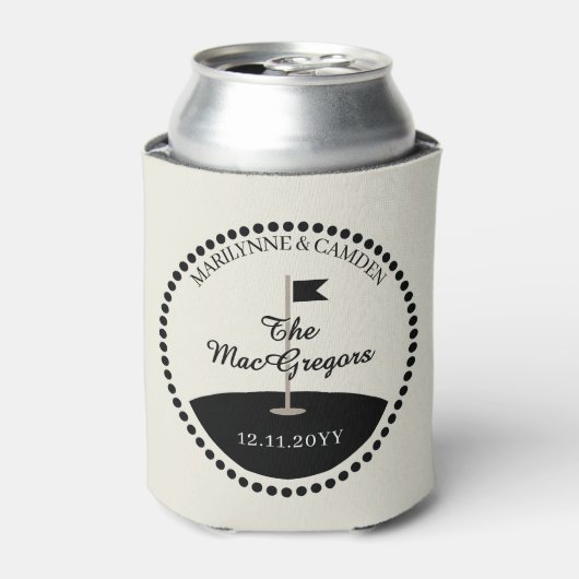 Wedding Monogram Datum Golf Thema Blikjeskoeler (Blikje Voorkant)