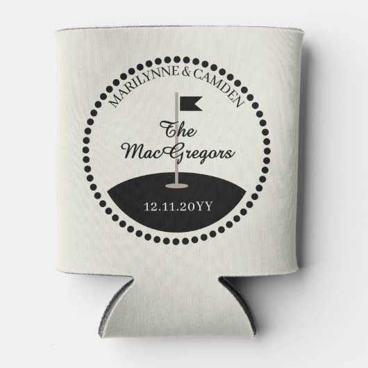 Wedding Monogram Datum Golf Thema Blikjeskoeler (Voorkant)