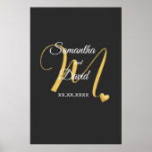 Wedding Monogram Design with Names and Date Poster (Voorkant)
