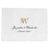 Wedding Monogram Elegant Chic White Gold Classy Groot Cadeauzakje (Achterkant)
