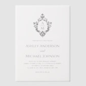 Wedding Monogram in Crest Black and White Elegant Vellum Uitnodigingen (Voorkant)