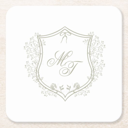 Wedding Monogram Kartonnen Onderzetters (Voorkant)