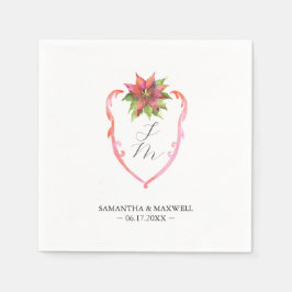 Wedding Monogram Napkins Poinsettia Servet