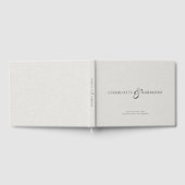 Wedding Monogram White Faux Linen  Gastenboek (Volledig)