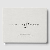 Wedding Monogram White Faux Linen  Gastenboek (Voorkant)