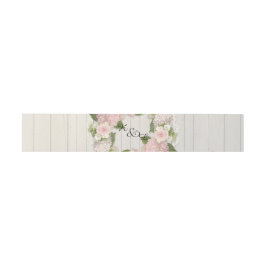 Wedding Monogrammed Wooden Rustic Country Floral Uitnodigingen Wikkel