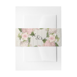Wedding Monogrammed Wooden Rustic Country Floral Uitnodigingen Wikkel