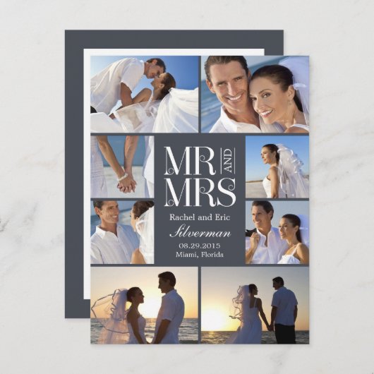 Wedding Montage Wedding aankondiging - Grijs (Voorkant / Achterkant)