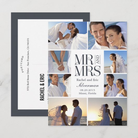 Wedding Montage Wedding Aankondiging - Wit (Voorkant / Achterkant)