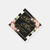 Wedding Mr. en Mrs. Floral Gold Lijst Stripes Servetten (Hoek)
