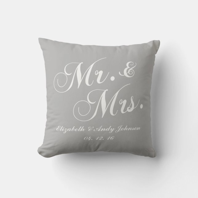 Wedding Mr en Mrs Gray White Kussen (Voorkant)