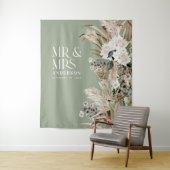 Wedding Mr. en Mrs. pampas gras modern elegant Wandkleed (In situ)