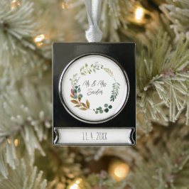 Wedding Mr. & Mrs. Fall verlaat NAAM JAAR Keepsake Verzilverd Banner Ornament