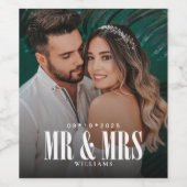 Wedding Mr & Mrs Foto Wijn Etiket (Enkel label)