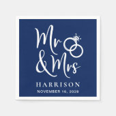 Wedding Mr Mrs Navy Blue Servet (Voorkant)