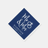 Wedding Mr Mrs Navy Blue Servet (Hoek)