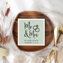 Wedding Mr. Mrs. Sage Green Servet