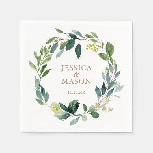 Wedding Napkin Greenery Cocktail Napkin Servet (Voorkant)