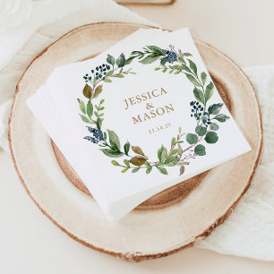 Wedding Napkin Greenery Cocktail Napkin Servet