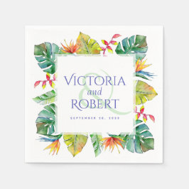 Wedding Napkins | Tropische Waterverf Floral Servet