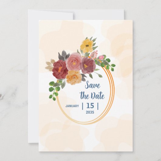 Wedding Natural Invitation Kaart Vector Sjabloon (Achterkant)