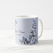 Wedding Navy Blue Floral Silver Gray Party Elegant Koffiemok (Voorkant rechts)