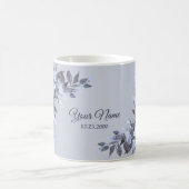 Wedding Navy Blue Floral Silver Gray Party Elegant Koffiemok (Center)
