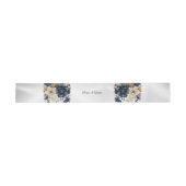 Wedding Navy Blue White Golden Floral Silver Uitnodigingen Wikkel (Vlak)