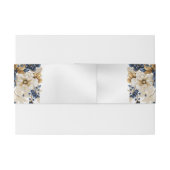 Wedding Navy Blue White Golden Floral Silver Uitnodigingen Wikkel (Achterkant Voorbeeld)