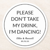 Wedding neem mijn Drink niet. Ronde Kartonnen Onderzetter (Voorkant)