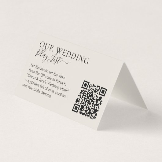 Wedding Neutral Cream QR Code Afspeellijst Kaart (Voorkant)