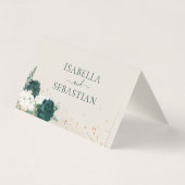 Wedding Neutral Cream QR Emerald Green Roos Bloeme Kaart (Achterkant)