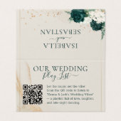 Wedding Neutral Cream QR Emerald Green Rose Floral Kaart (Buitenkant ongevouwen)