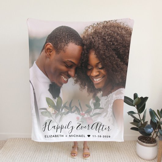 Wedding Newlyweds Foto Fleece Deken