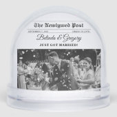 Wedding Newspaper Fun Black & White Photo Wedding  Sneeuwbol (Voorkant)